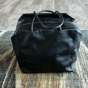 Bally black leather duffle travel bag